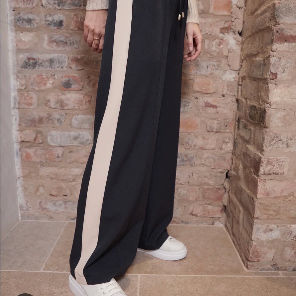 NWT Zara Wide-Leg Track Pants with Cream Stripe